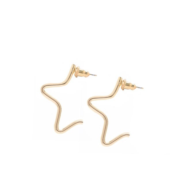 Small 1/2 Star Earrings Gold, Gold / Gold, hi-res image number 0
