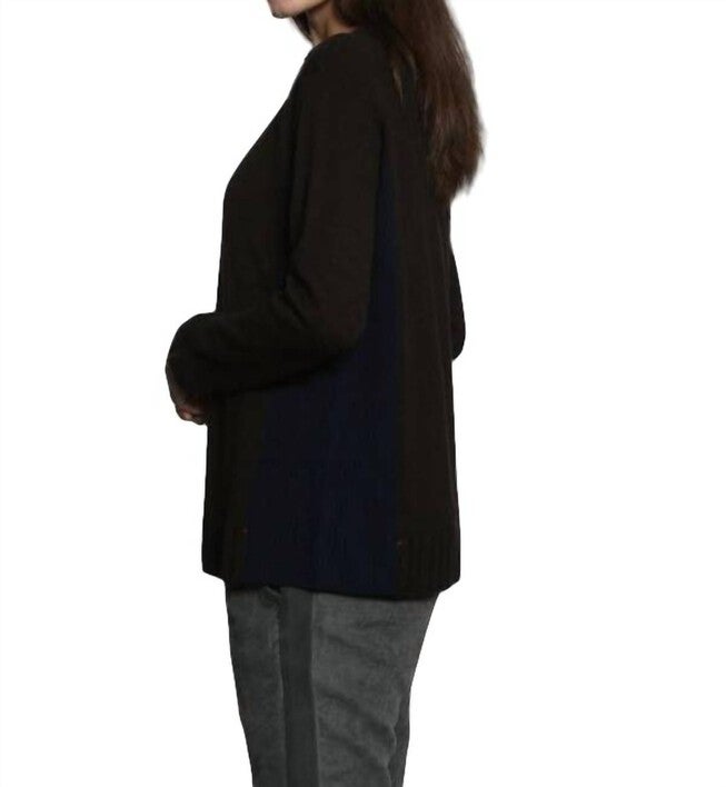 CHUNKY RIB TUNIC IN BROWN/NAVY, , alternate image number null