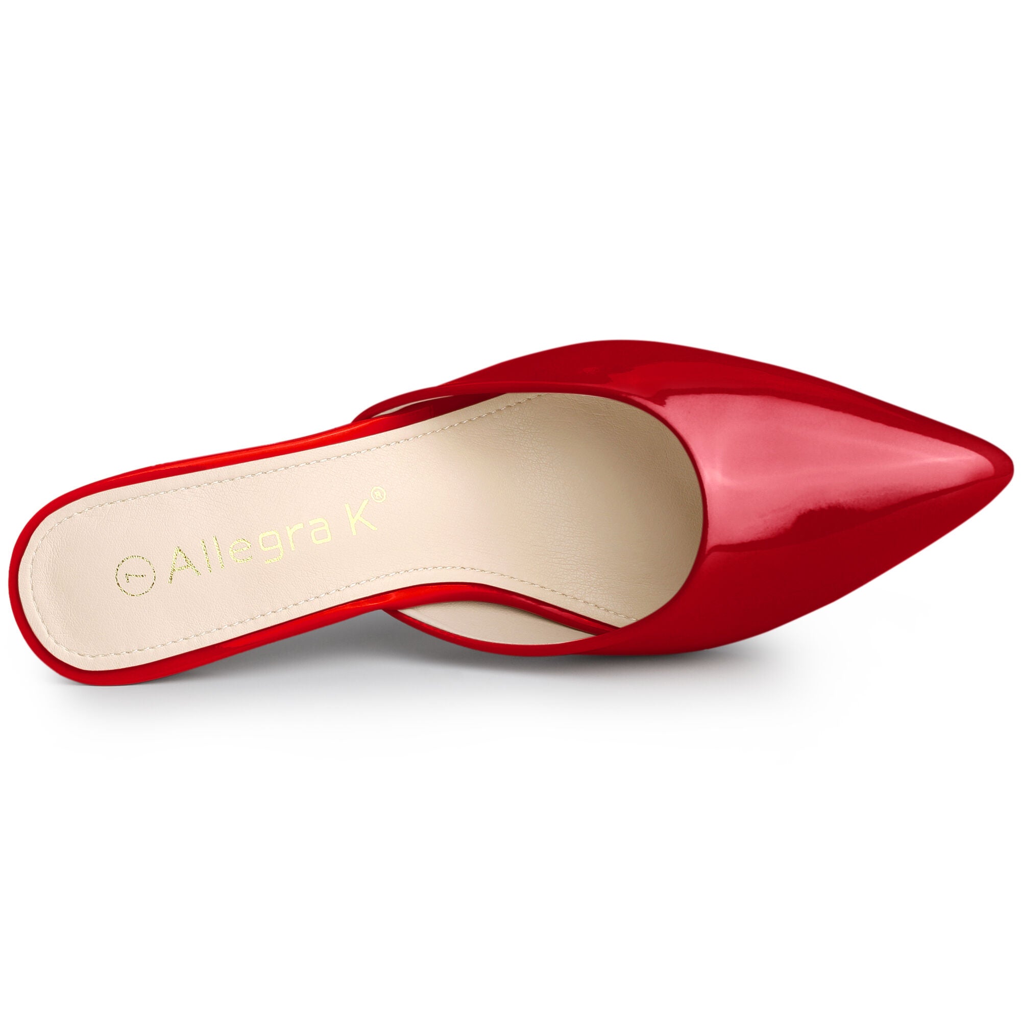 Pointed Toe Stiletto Heels Slide Mules, Red / Red, alternate image number 3