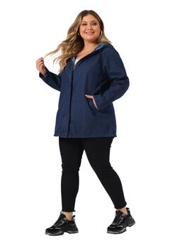 HOODIE LAYERED DRAWSTRING UTILITY DENIM JACKET