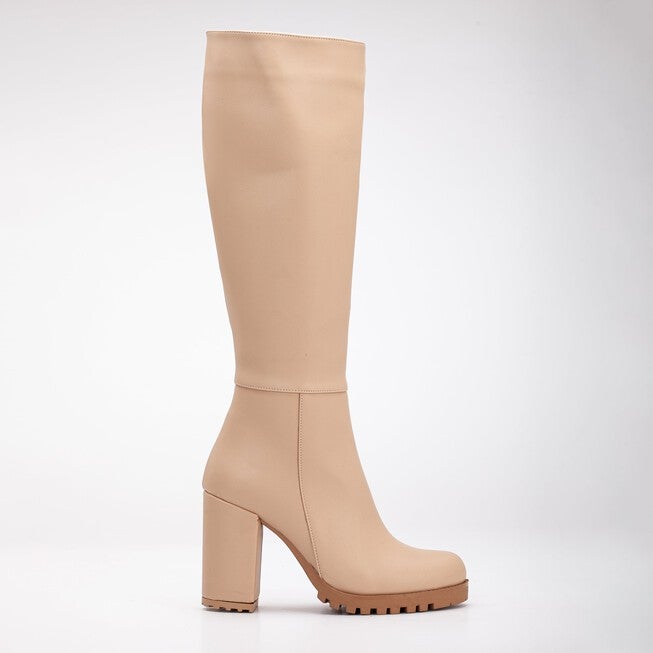 ALIZE - CREAM WIDE CALF PLATFORM BOOTS, BEIGE / Beige, hi-res image number 0