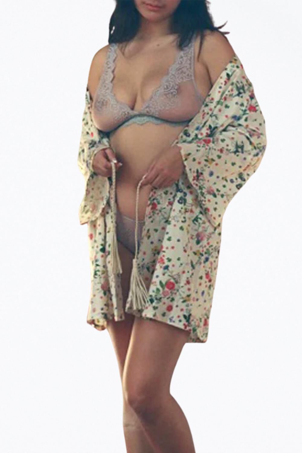 MARIANNE FLORAL ORGANIC COTTON KIMONO IN WHITE FLORAL, White Floral / Beige, hi-res image number 0