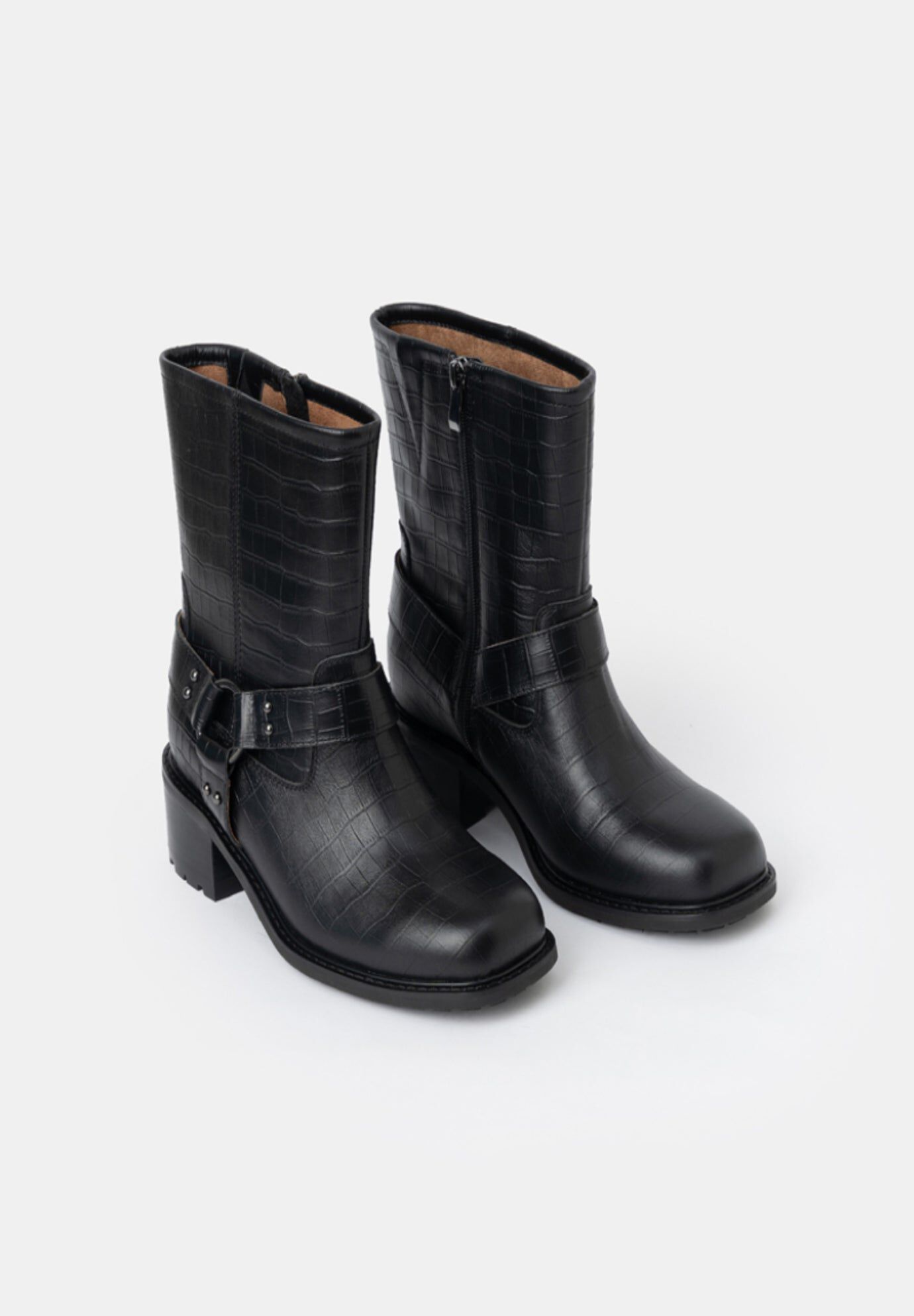 Drifter Moto Boots, Black Croco / Black, alternate image number 2