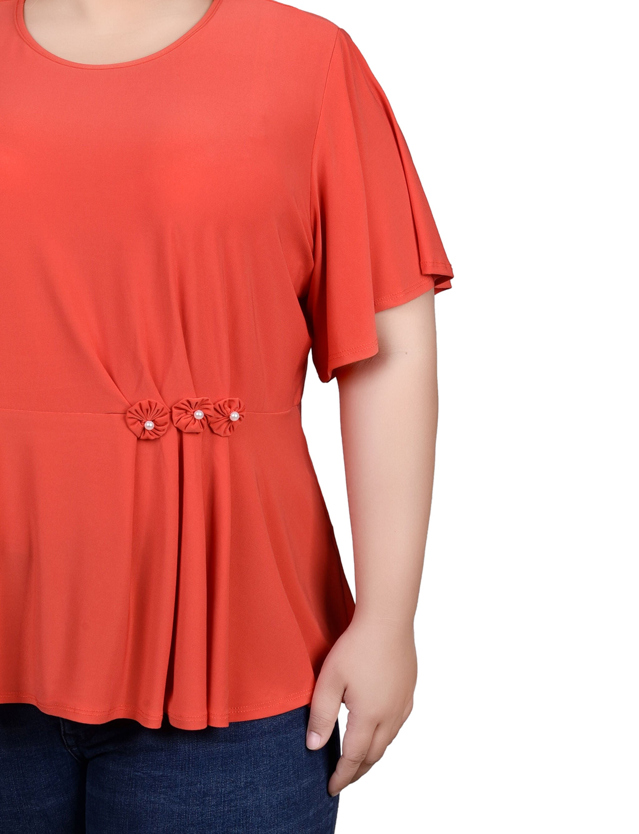 Flutter Sleeve Flower-Detail Top, , alternate image number 5