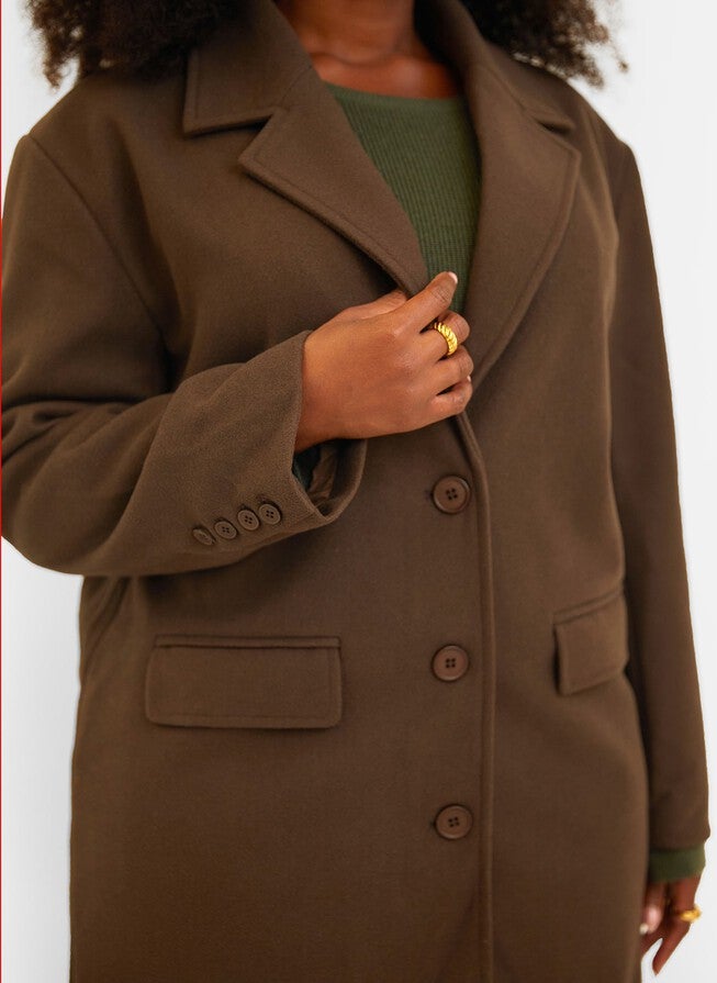 Dolce Wool Blend Double Breasted Coat - Brown, Brown / Brown, alternate image number null