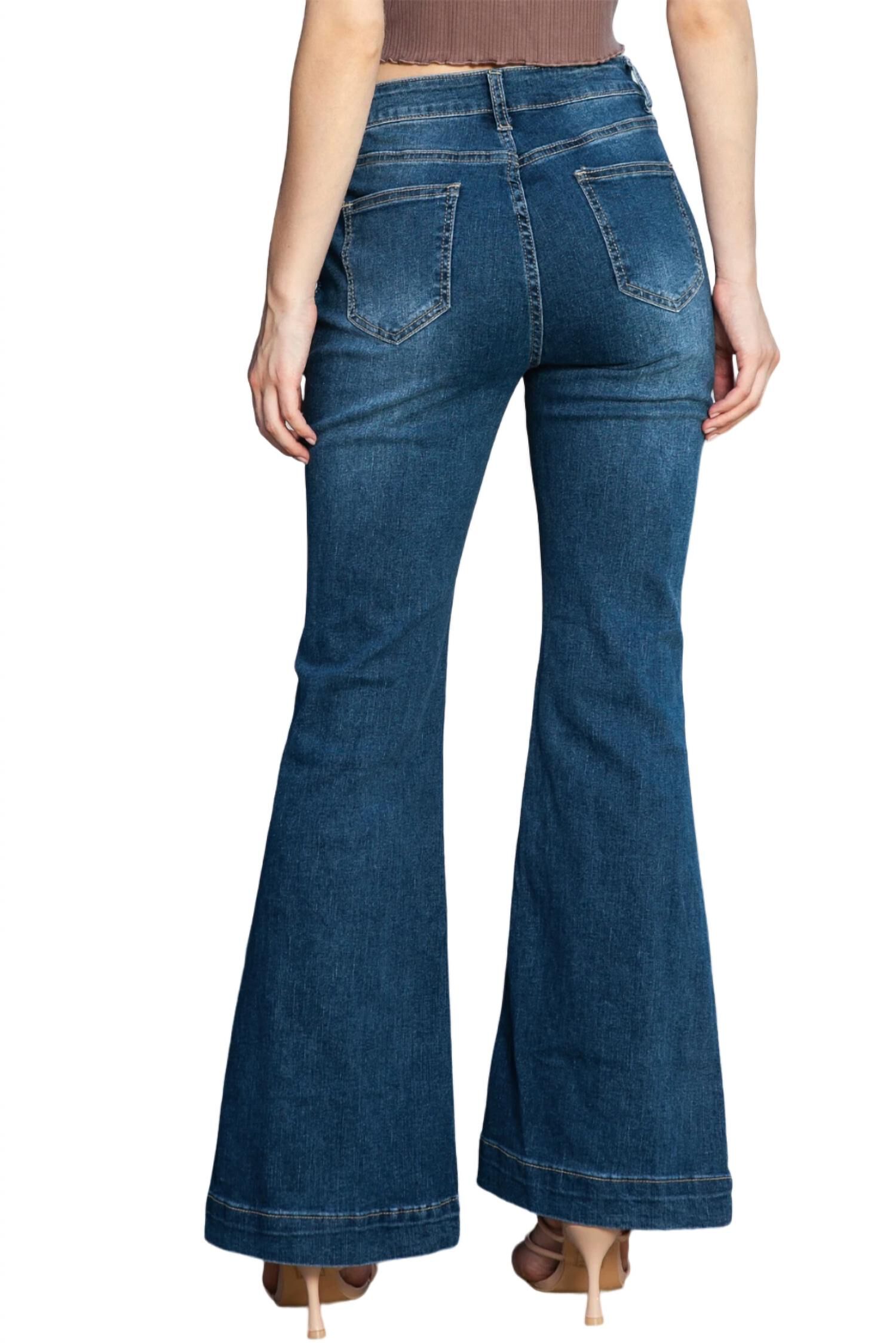 HIGH WAISTED BELL BOTTOM JEAN, Dark Wash / Dark Wash, alternate image number 1