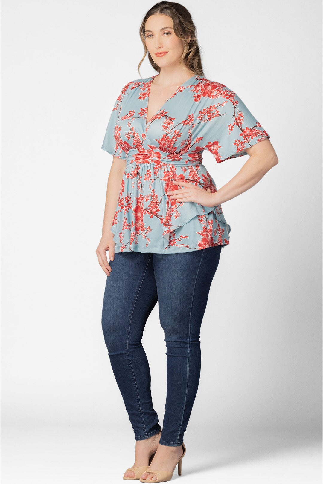 Encore Print Top, Cherry Blossom Print / Azure Blue, alternate image number 3