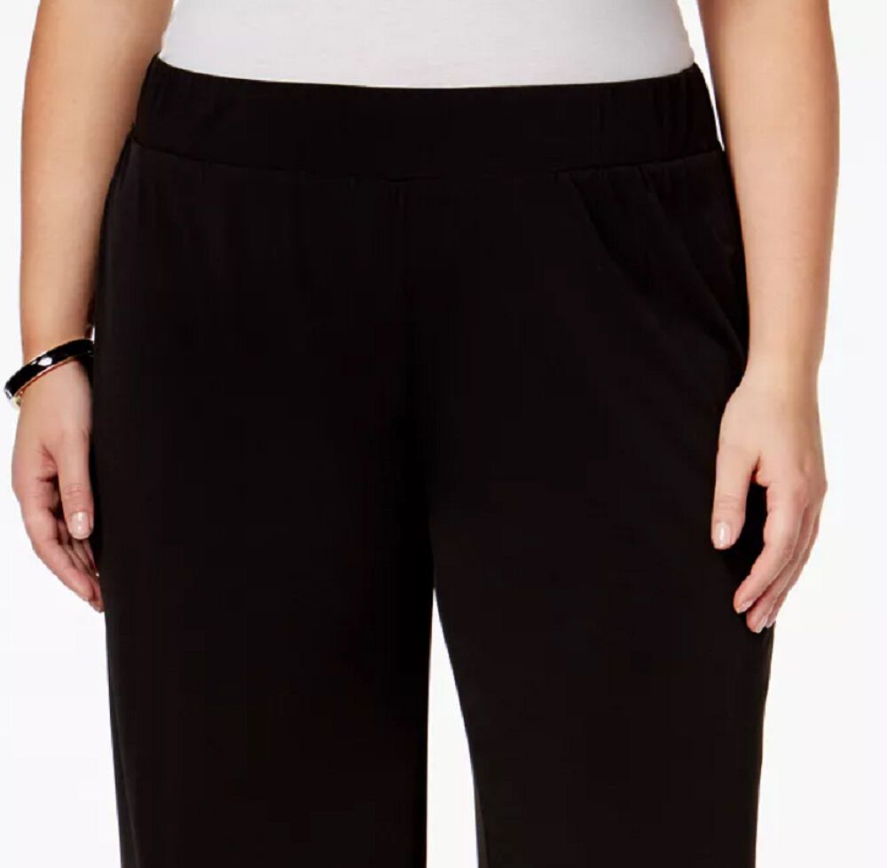 NY Collection Women's  Pull On Wide Leg Pants Black  2X, , alternate image number 5