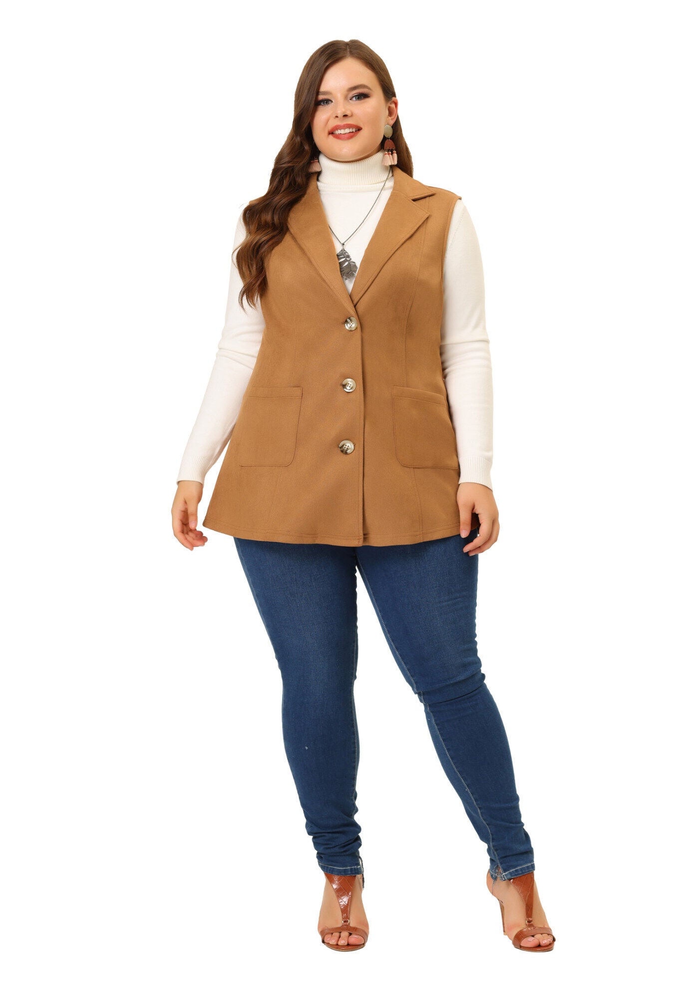 Lapel Suede Utility Vest, Brown / Brown, hi-res image number 0