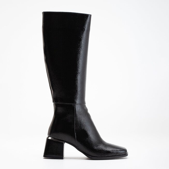 ANELISE - BLACK PATENT KNEE HIGH BOOTS, BLACK / Black, hi-res image number 0