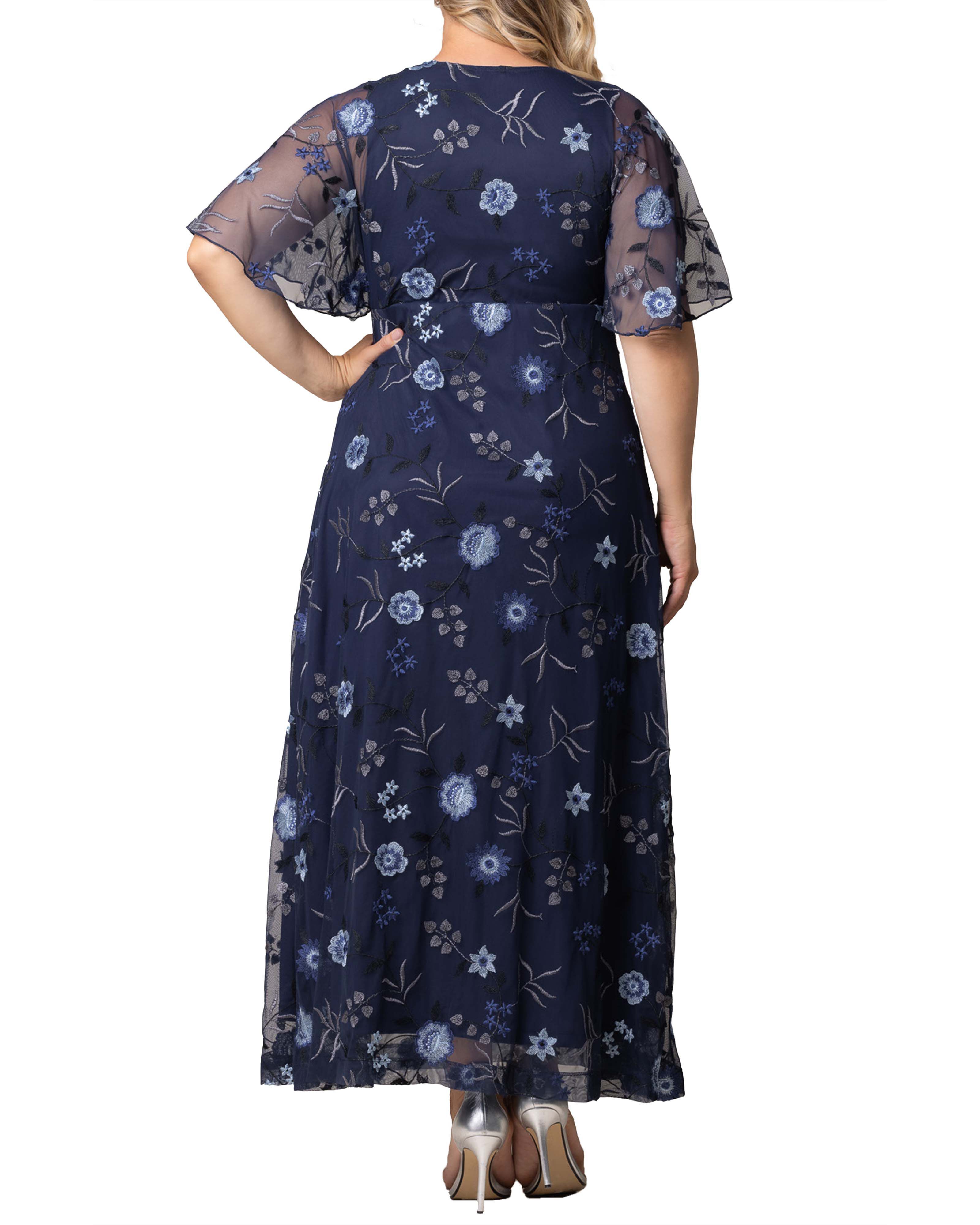 Embroidered Elegance Evening Gown, TWILIGHT BLOOMS / Navy, alternate image number 1
