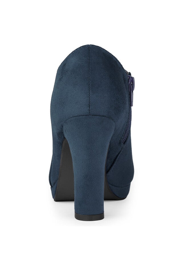 PLATFORM ROUND TOE ANKLE BOOTIES, Navy Blue / Navy, alternate image number 2