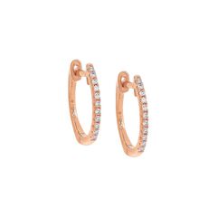 Diamond Huggie Earring  14K Rose Gold 12 MM Pair