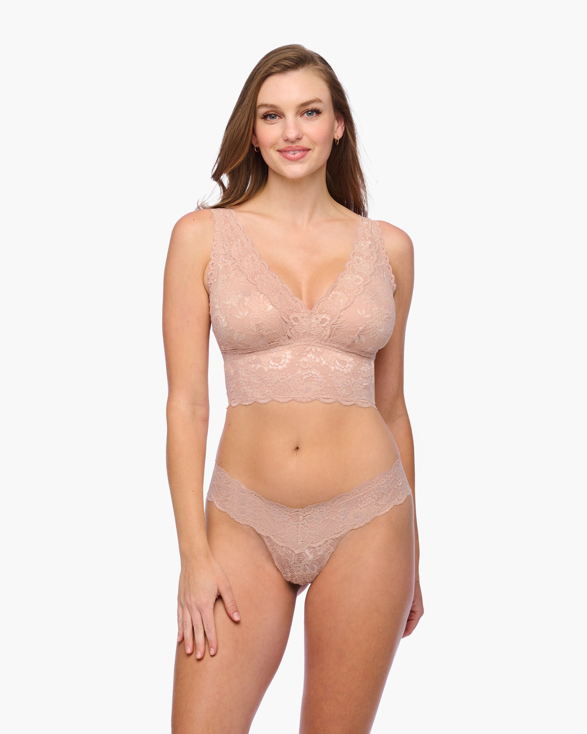 Nsn Plungie Longline Curvy Bralette, Sette / Beige, hi-res image number 0