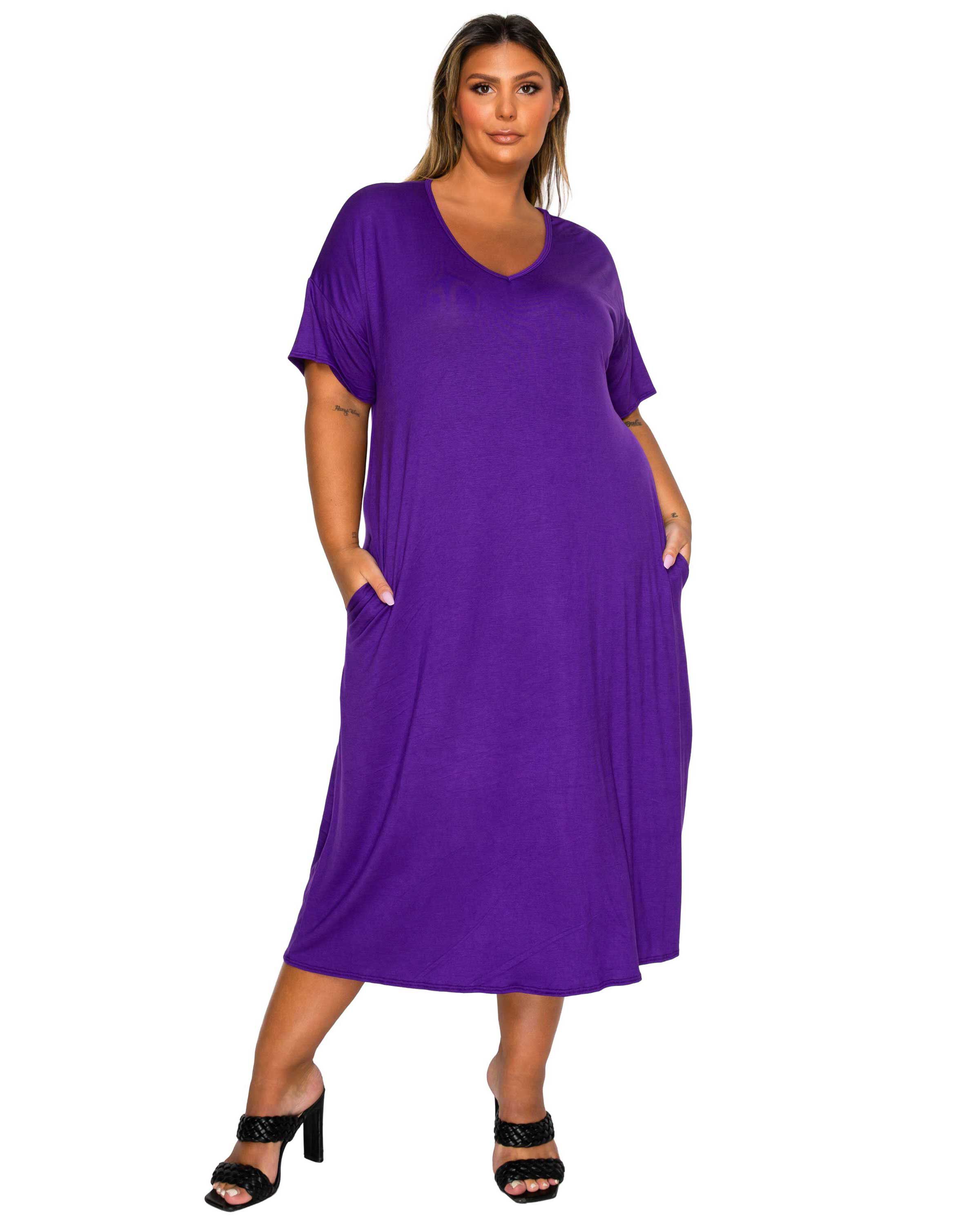 Olivia Pocket Midi Dress, Purple / Purple, hi-res image number 0