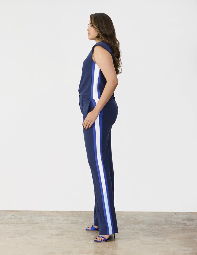 Side Striped Sleeveless Top, Midnight / Navy, alternate image number null