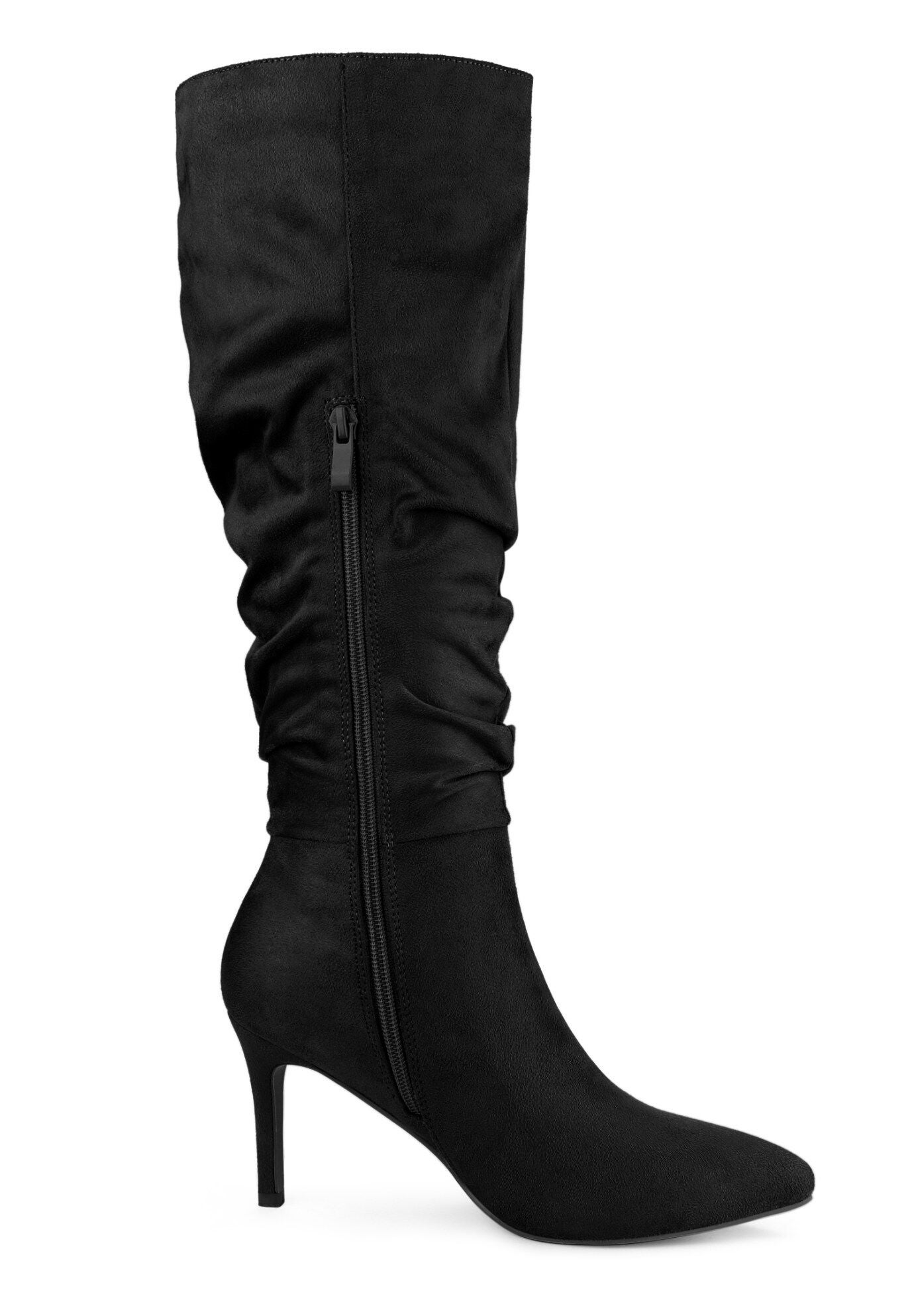 Slouch Pointed Toe Stiletto Heel Knee High Boots, Black / Black, alternate image number 4