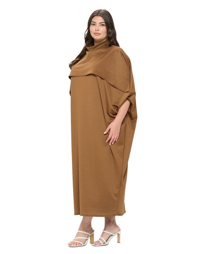 POTTER CAPE KAFTAN MIDI DRESS, Tobacco / Brown, alternate image number 1