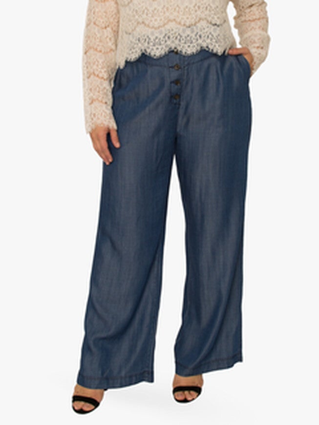 Ivy Plus Size High Rise Wide Leg Tencel Pants, Dark Indigo / Navy, alternate image number 2