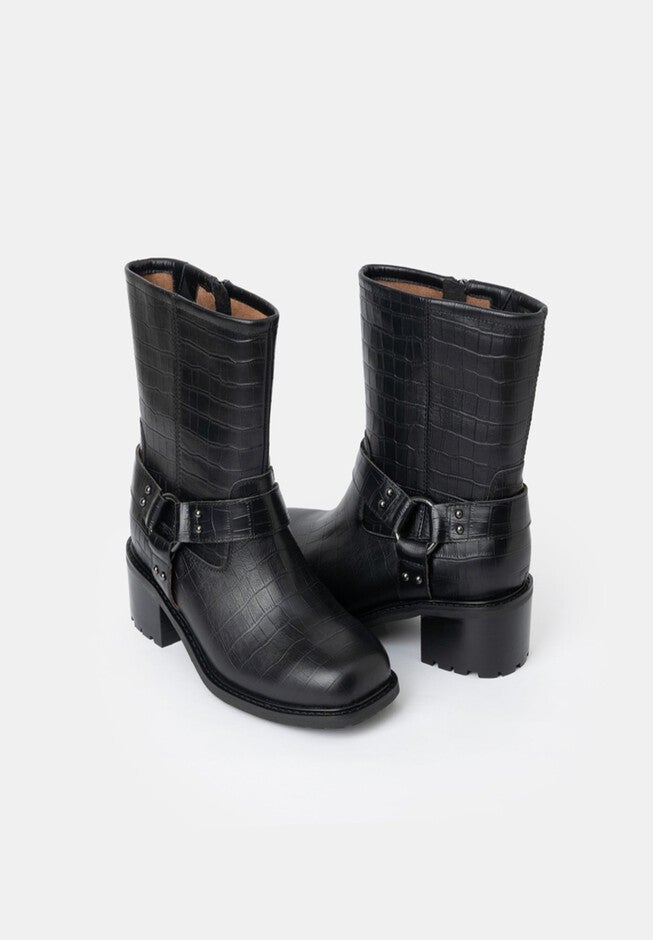 Drifter Moto Boots, Black Croco / Black, alternate image number 1