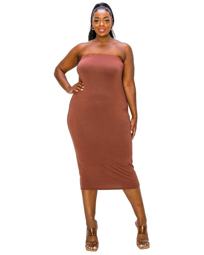 WILLOW TUBE DRESS, Toffee / Brown, hi-res image number 0