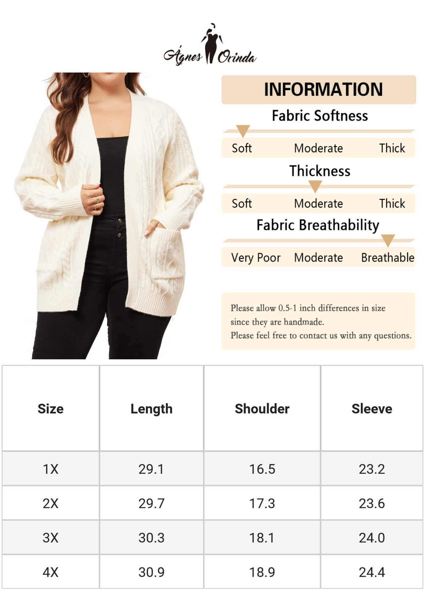OPEN FRONT LIGHTWEIGHT SWEATER CARDIGAN WITH POCKETS, Apricot / Cream, alternate image number 1