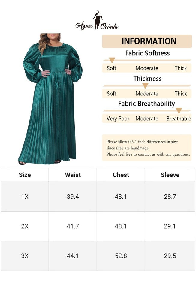 Lantern Long Sleeve Flowy Swing Pleated Maxi Dress, Green / Deep Fuchsia, alternate image number 4