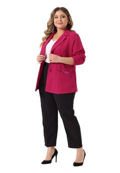NOTCHED LAPEL V NECK WORK SUIT BLAZER