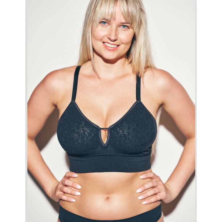 DEEP V NOTCH FRONT BRA, Onyx / Black, alternate image number 1