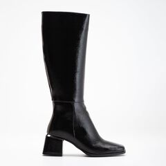 ANELISE - BLACK PATENT KNEE HIGH BOOTS