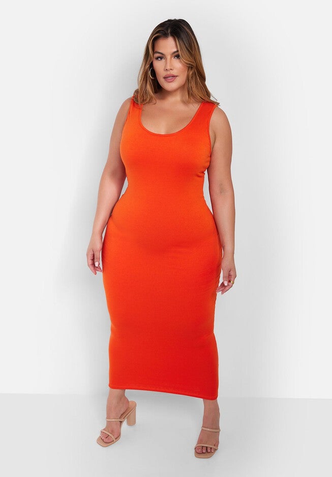 Essential Tank Maxi Bodycon Dress, Orange / Orange, hi-res image number 0