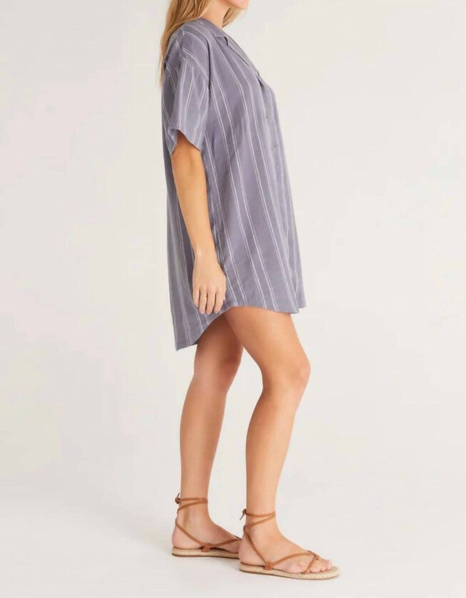 JAMES EASY STRIPED DRESS IN WORN INDIGO, , alternate image number 4