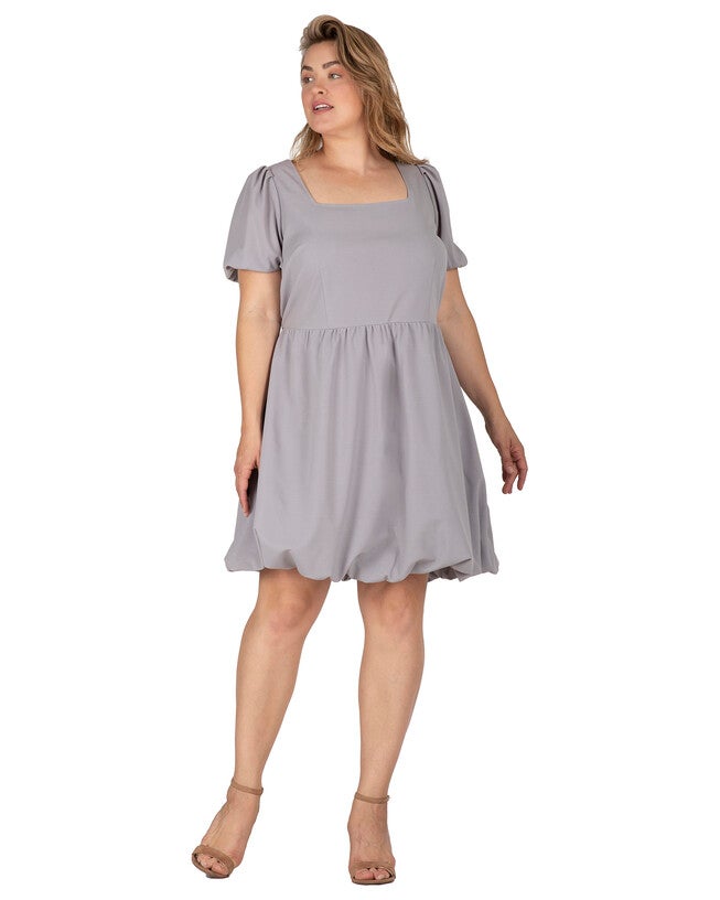 Zenith Women's Balloon Skirt Plus Size Mini Dress, Grey / Light Grey, alternate image number 3