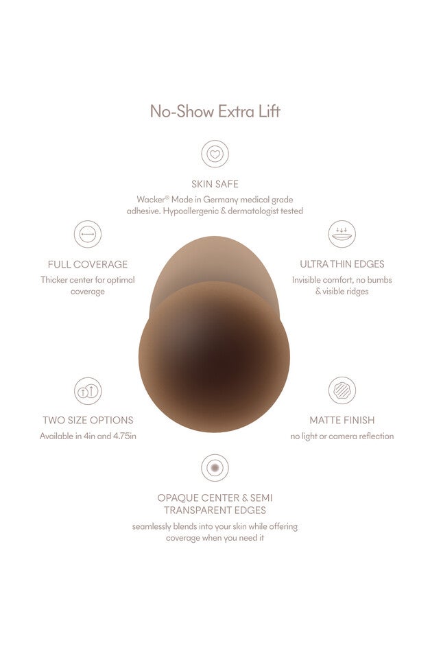 No-Show Extra Lift Adhesive & Reusable Nipple Covers, No 9 Espresso / Brown, alternate image number 2