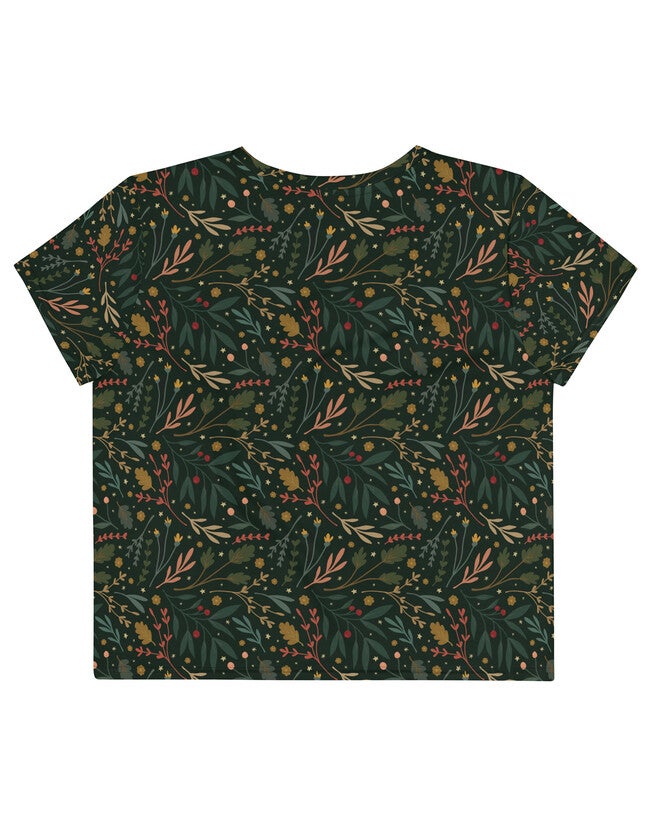 Festive Flora Crop Tee, Hunter Green / Hunter Green, alternate image number null