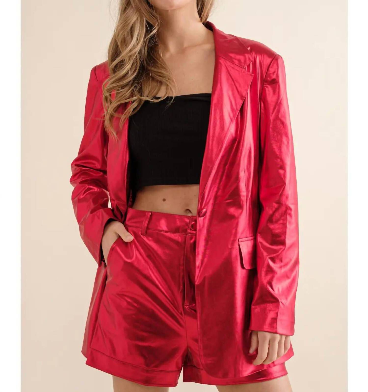 Lips & Rosy Cheeks Shorts In Red, Red / Red, hi-res image number 0