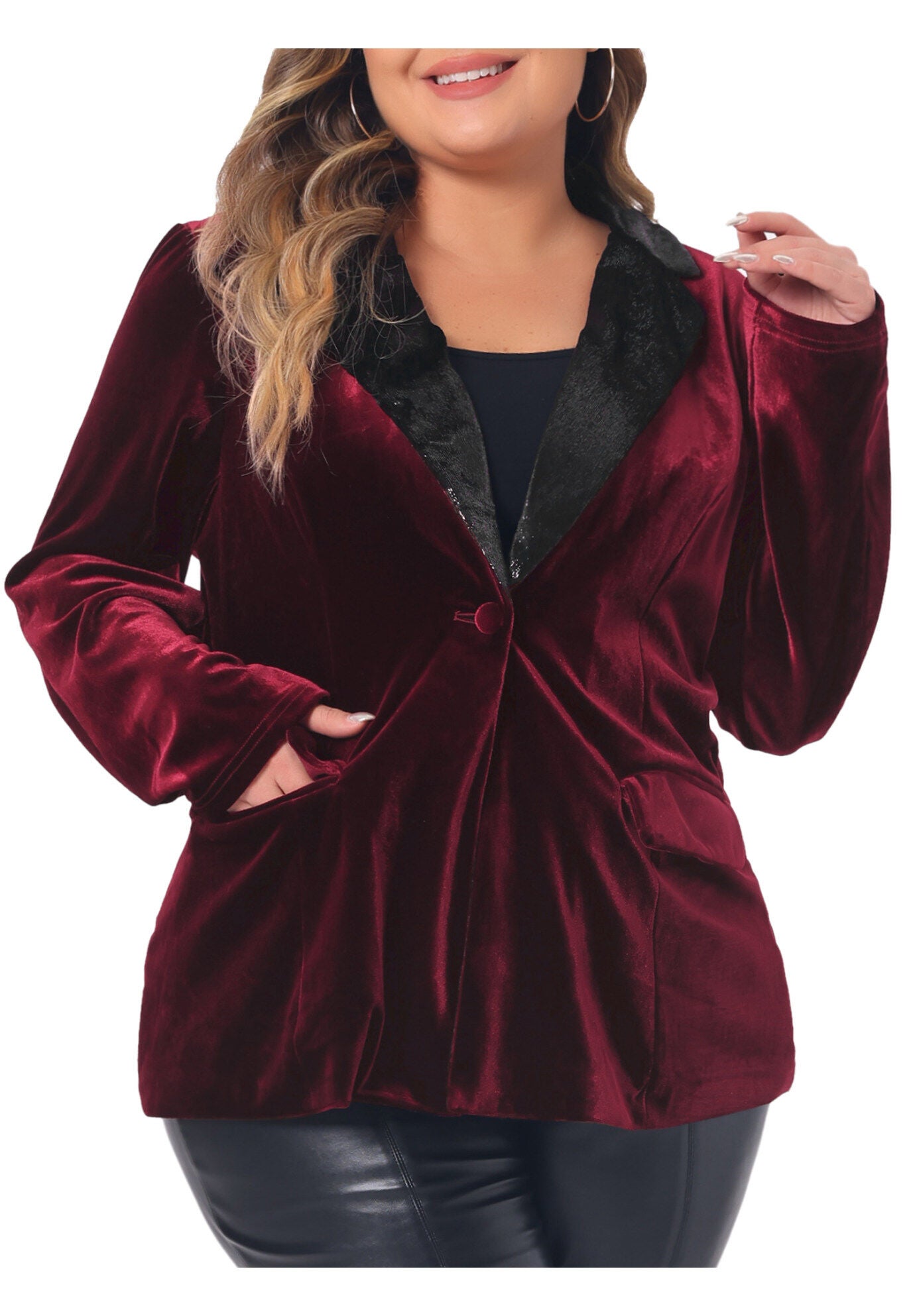 VELVET VINTAGE EVENING SPARKLE SUIT BLAZER, Burgundy / Red, alternate image number 2