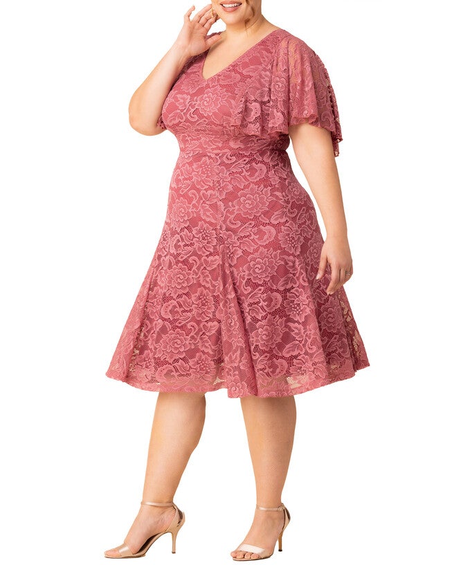 Camille Lace Cocktail Dress, ROSE PINK / Pink, alternate image number 3