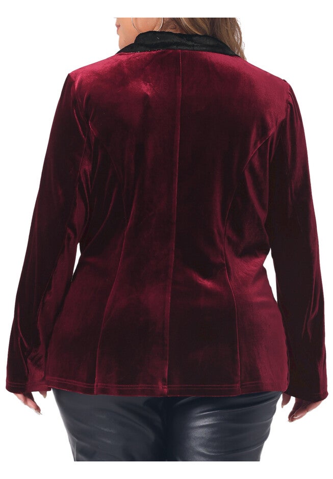 VELVET VINTAGE EVENING SPARKLE SUIT BLAZER, Burgundy / Red, alternate image number 3