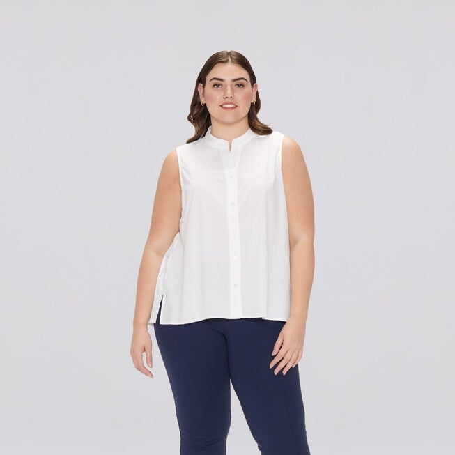 Gabby Sleeveless Pleated Back Top, White / White, hi-res image number 0