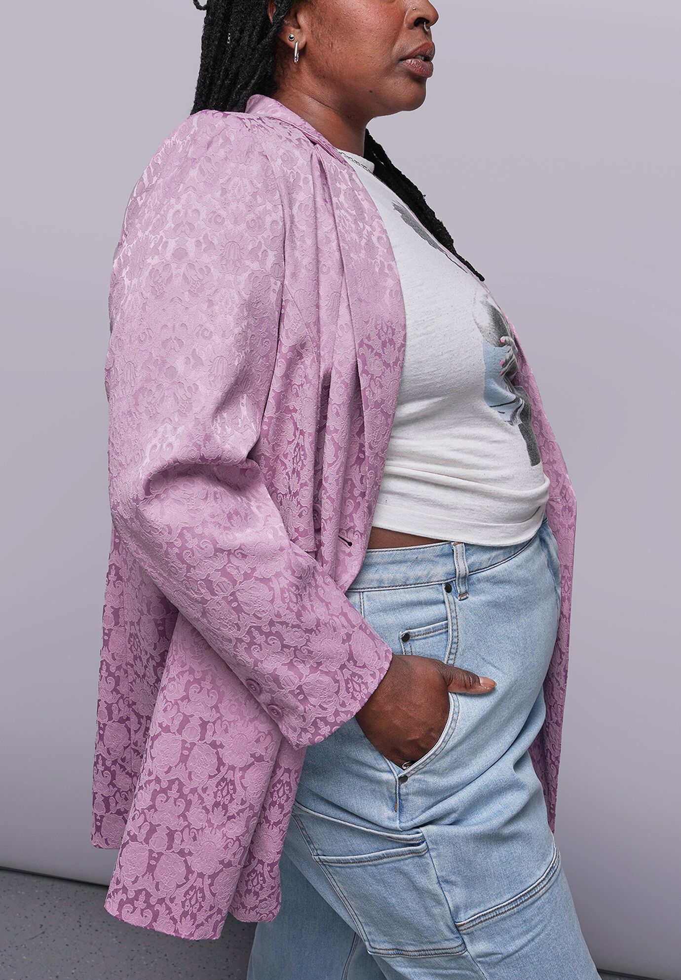 The Empower Jacquard Double Breasted Blazer, MAUVE / Mauve, alternate image number 1