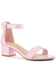 Open Toe Low Block Heel Ankle Strap Sandals