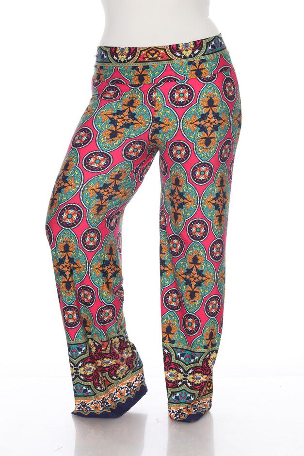 Printed Palazzo Pants, FuchsiaGreen / Deep Fuchsia, hi-res image number 0