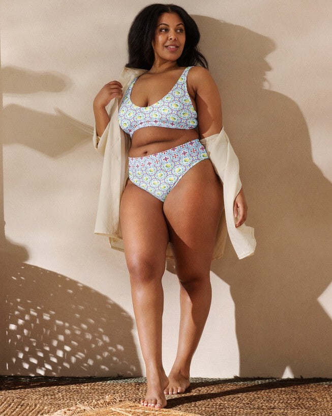 Capri Citrus Mosaic Recycled Bikini Top, , alternate image number null