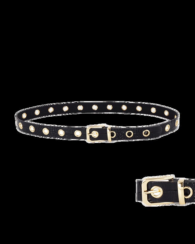 Adjustable Gromments Belt Black, BLACK / Black, hi-res image number null