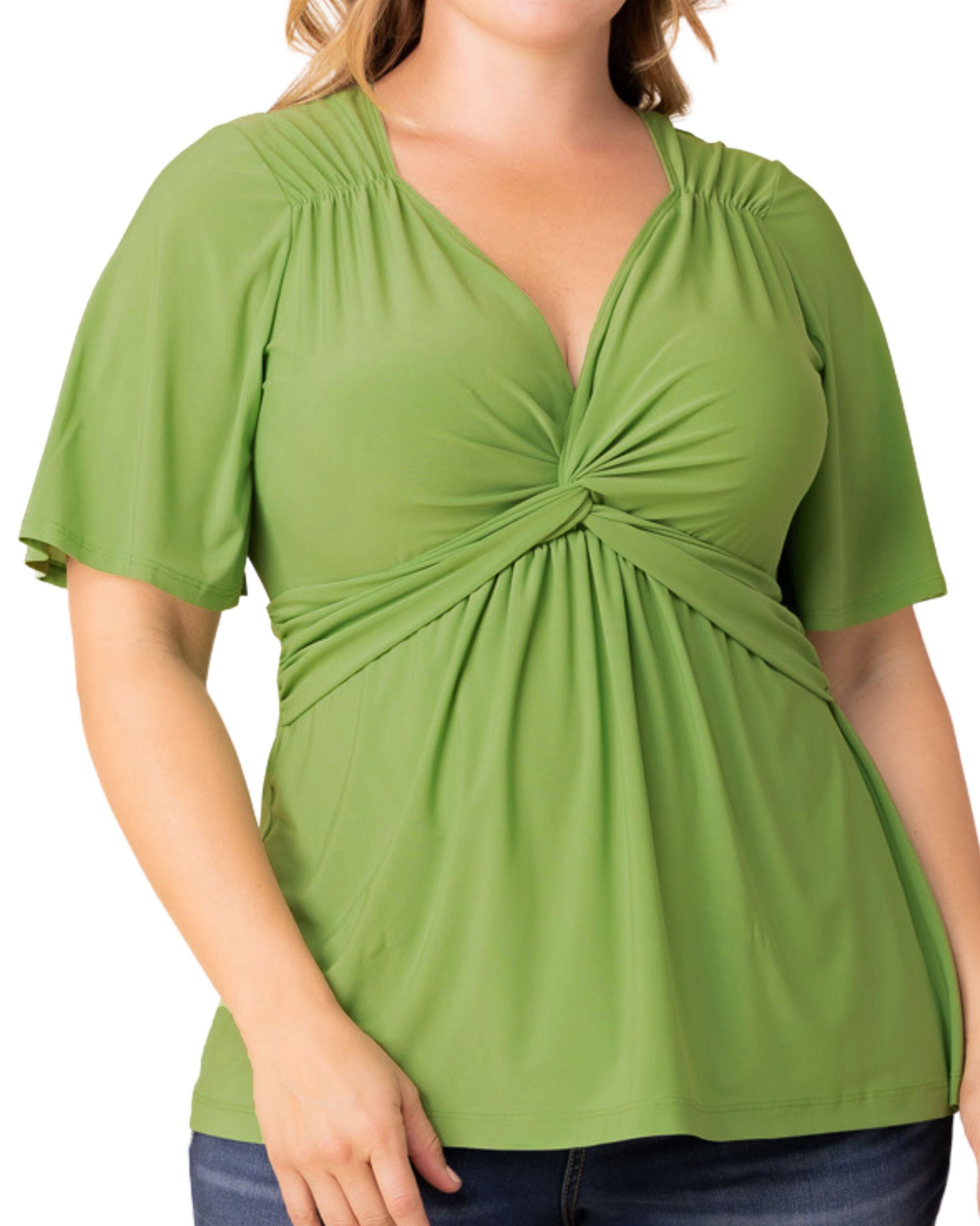 Abby Twist Front Top, GREEN APPLE / Light Green, alternate image number 2
