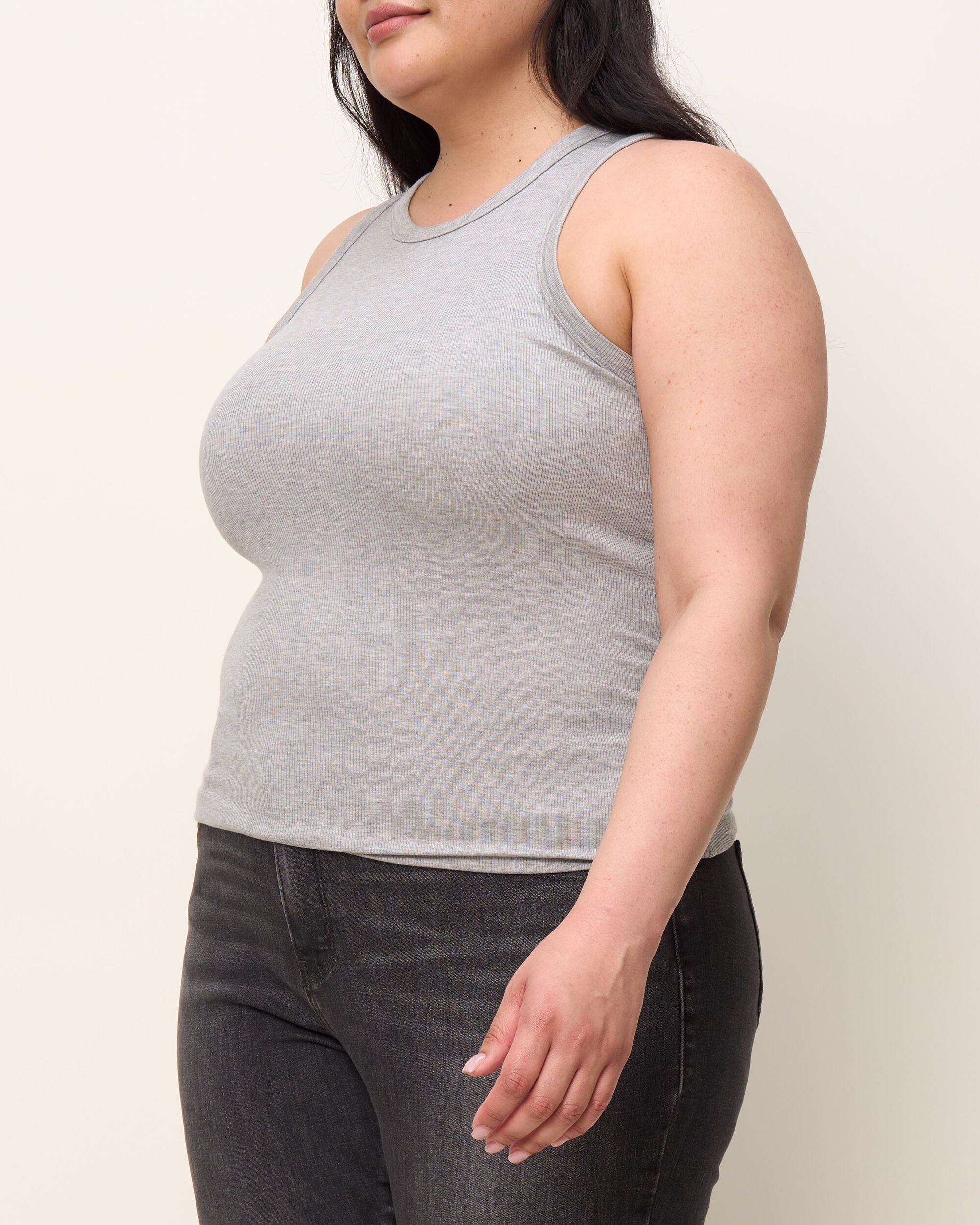 The Rib Tank, Heather Grey / Light Grey, alternate image number 3