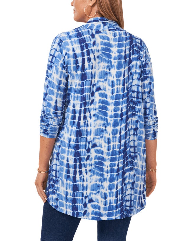 Ruched Sleeve Tie Dye Cardigan, , alternate image number 2