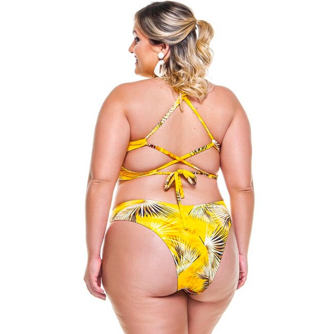 Cupped Top With Wide Under-Bust Band In Yellow Buriti Print, Yellow Buriti / Yellow, alternate image number 1