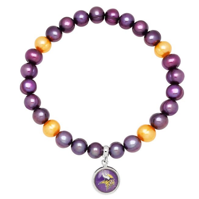 MINNESOTA VIKINGS STRETCH PEARL BRACELET, Purple / Purple, hi-res image number null